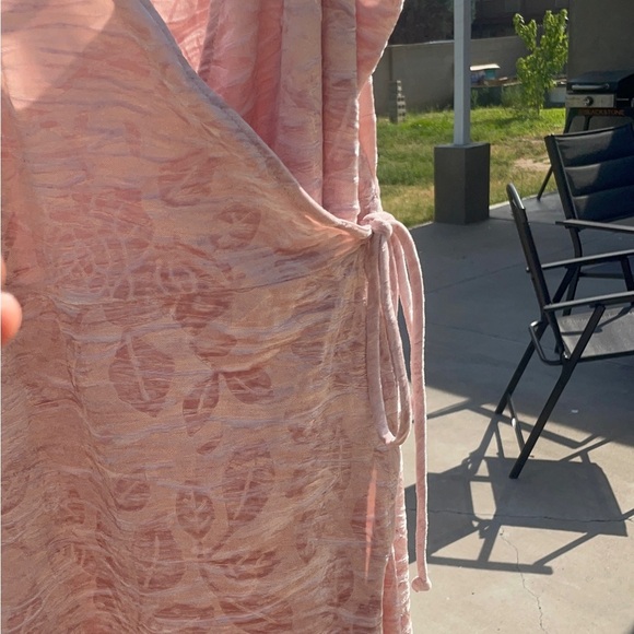 Everly Light Pink Asymmetrical Wrap Dress - Picture 4 of 12